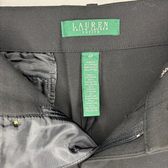 LAUREN RALPH LAUREN Petite 4P Black Trouser Stretch Workwear Career Wide Leg - Picture 4 of 6